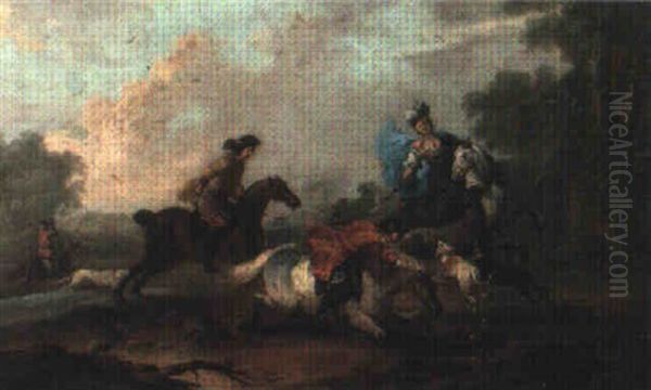 Jagdgesellschaft Oil Painting by August Querfurt