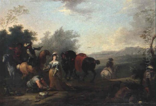 Jagdgesellschaft Oil Painting by August Querfurt