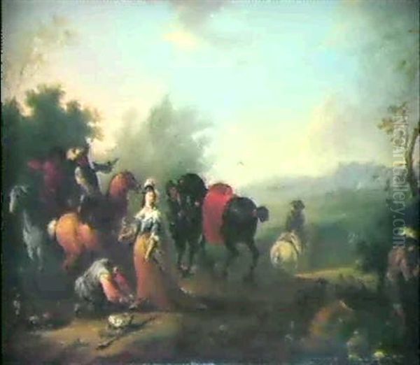 Jagdgesellschaft Oil Painting by August Querfurt