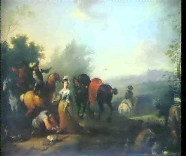 Jagdgesellschaft Oil Painting by August Querfurt