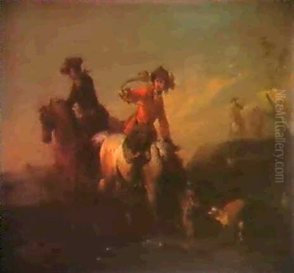 Une Chasse Au Faucon Oil Painting by August Querfurt