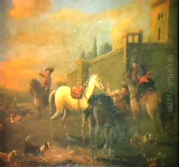 Ein Paar Jagdszenen Oil Painting by August Querfurt