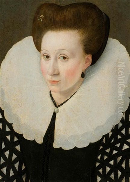 Portrait Of A Lady With A Pearl Necklace Oil Painting by Francois Quesnel