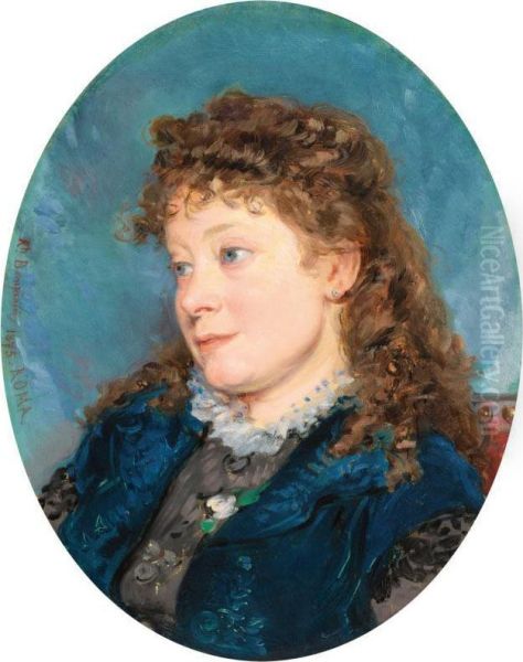 Portrait De Jeune Femme Oil Painting by Roberto Bompiani