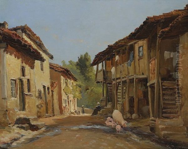 Vieille Rue A Chateldon Oil Painting by Fernand (Just) Quignon