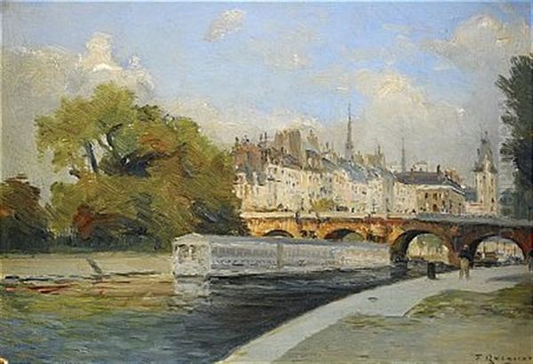 Le Pont-neuf Et La Sainte Chapelle, Paris Oil Painting by Fernand (Just) Quignon