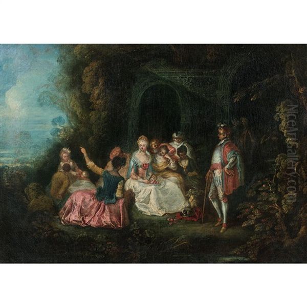 Elegante Assemblee Dans Un Jardin Oil Painting by Pierre-Antoine Quillard