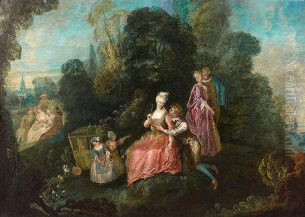 Elegante Assemblee Dans Un Parc Oil Painting by Pierre-Antoine Quillard