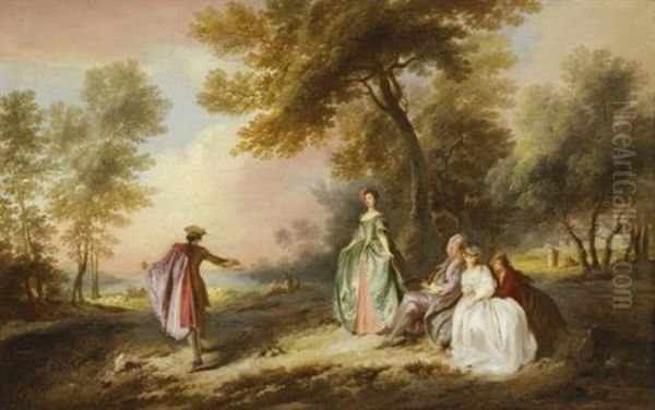 A Fete Champetre Oil Painting by Pierre-Antoine Quillard