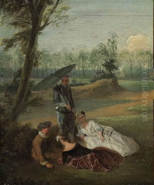 Fete Galante Oil Painting by Pierre-Antoine Quillard