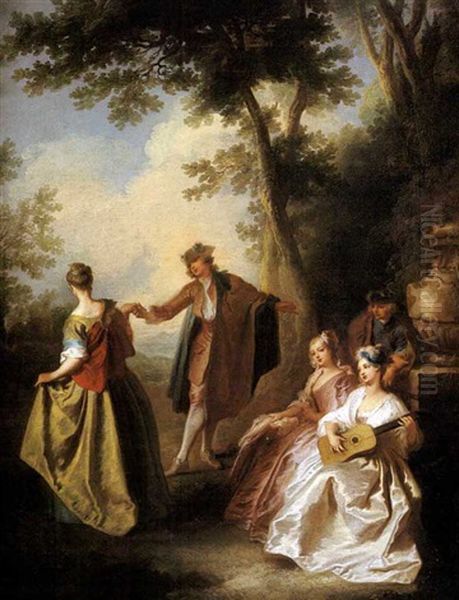 Scene De Concert Dans Un Parc Oil Painting by Pierre-Antoine Quillard