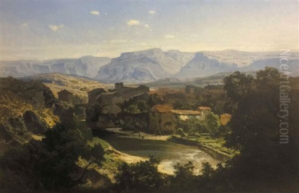 Vue De Village En Montagne Oil Painting by Joseph Quinaux