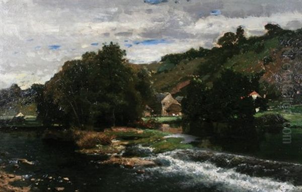 Rapids Oil Painting by Joseph Quinaux