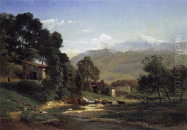 Paysage (savoie) Oil Painting by Joseph Quinaux