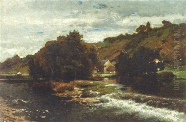 Summer Cascade Oil Painting by Joseph Quinaux