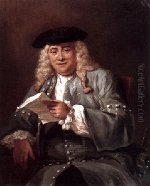 Portrait Of A Seated Gentleman Holding A Letter Oil Painting by Jan Maurits Quinkhardt