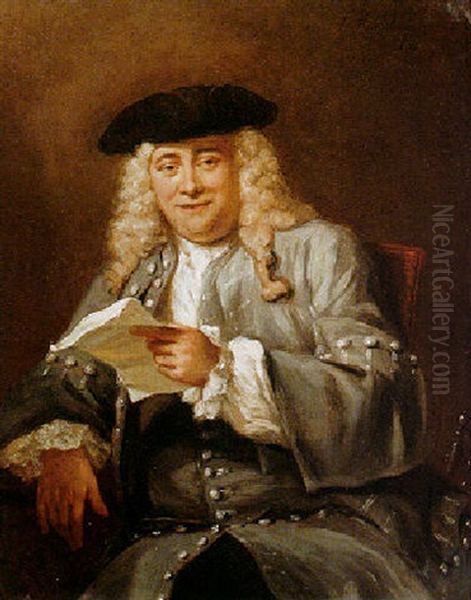 Portrait Of A Seated Gentleman Holding A Letter Oil Painting by Jan Maurits Quinkhardt