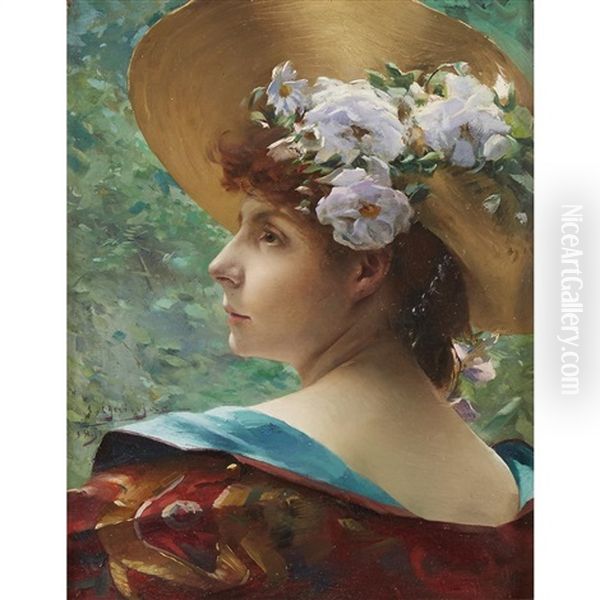 The Spring Bonnet Oil Painting by Paul Francois Quinsac