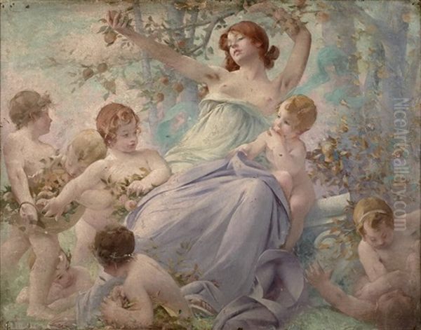 Allegorie De L'ete, Projet De Decor Oil Painting by Paul Francois Quinsac