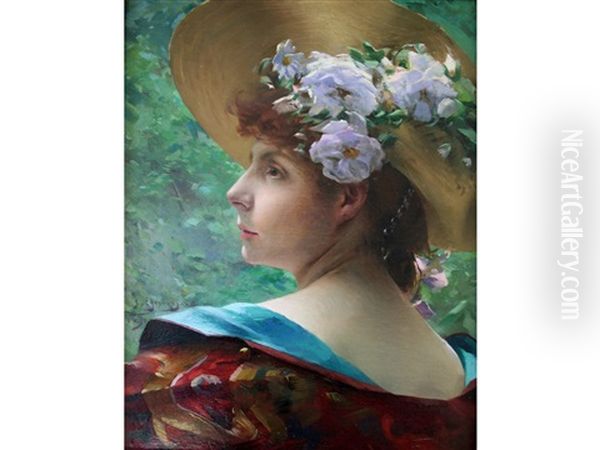 The Spring Bonnet Oil Painting by Paul Francois Quinsac