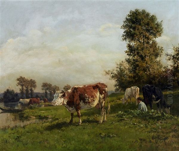 Paisagem Com Vacas Oil Painting by Alfred Robert Quinton