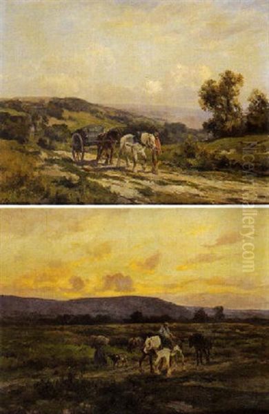 Attelage Dans Un Paysage Oil Painting by Charles Henri Quinton