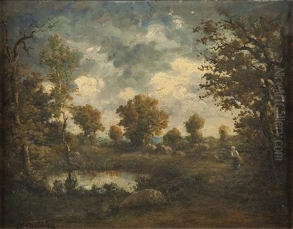 Paysage Anime Oil Painting by Clement (Charles-Henri) Quinton