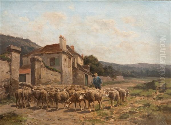 Returning Home Oil Painting by Clement (Charles-Henri) Quinton