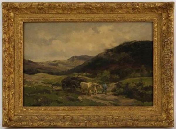 Attelage De Boeufs Oil Painting by Clement (Charles-Henri) Quinton