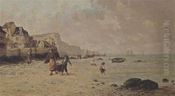 Maree Basse, Cote De Normandie Oil Painting by Clement (Charles-Henri) Quinton