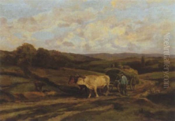 Ochsengespann Oil Painting by Clement (Charles-Henri) Quinton