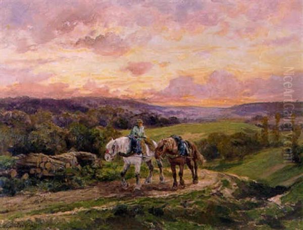 Reizigers Op Een Landweg Oil Painting by Clement (Charles-Henri) Quinton