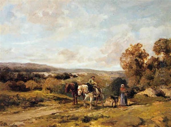 Le Retour A La Ferme Oil Painting by Clement (Charles-Henri) Quinton