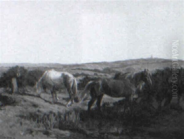 Horses Grazing by Clement (Charles-Henri) Quinton