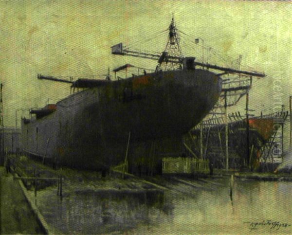 Le Chantier Naval Oil Painting by Victor Quistorff