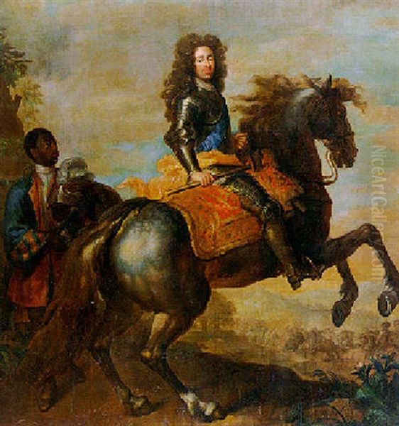 Equestrian Portrait Of A German Prince Oil Painting by Herman Hendrik Quiter the Elder