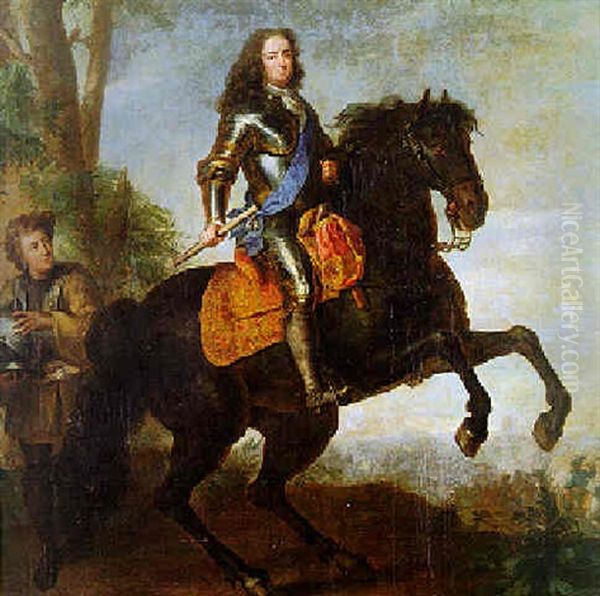 Equestrian Portrait Of A Nobleman Oil Painting by Herman Hendrik Quiter the Elder