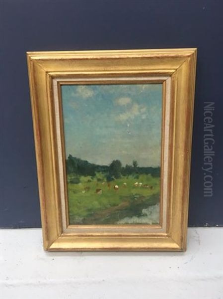 Paysage Avec Vaches Oil Painting by Ernest Quost