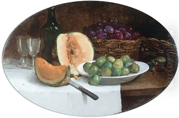 Still Life Of Fruit Oil Painting by Ernest Quost