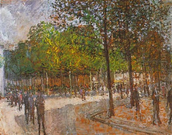 Les Jardins Au Rond-point Des Champs-elysees Oil Painting by Ernest Quost