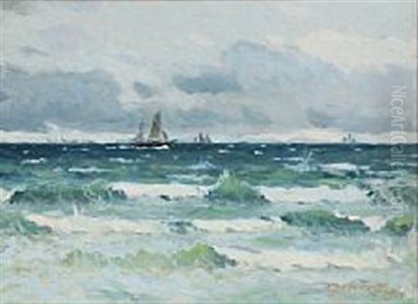 Breakers With Ships In The Horizon by Victor Qvistorff