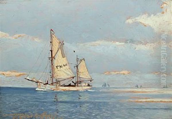 Maritime Scenery With Schonner by Victor Qvistorff