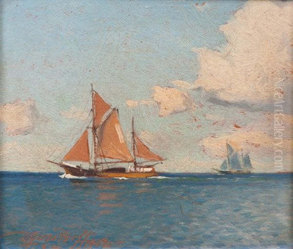 Sailing Ships Oil Painting by Victor Qvistorff