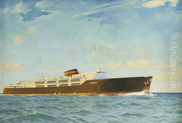 Grand Yacht Oil Painting by Victor Qvistorff