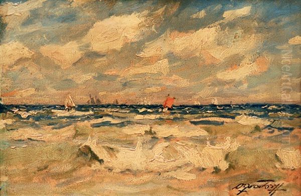 Regatta On The Baltic Sea Oil Painting by Victor Qvistorff