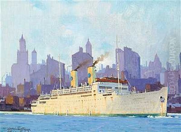 Den Svenske Amerika Linies "gripsholm" I New York by Victor Qvistorff