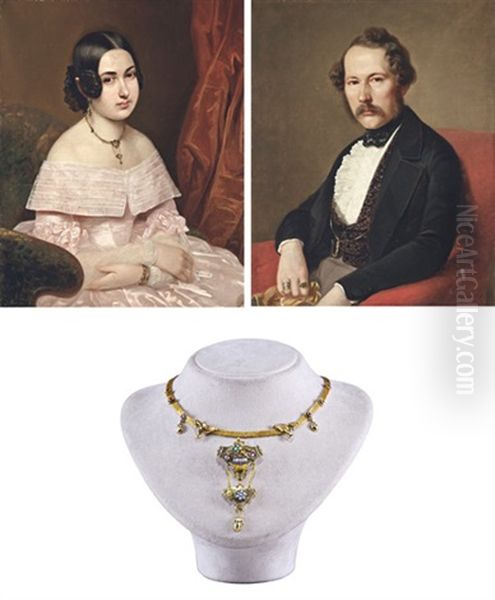 Hazaspar Portreja (pair) (+ Necklace Worn By Sitter) Oil Painting by Georg Raab