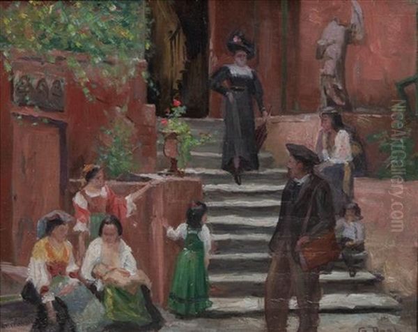 Model Market At Colarossi's Oil Painting by George Raab