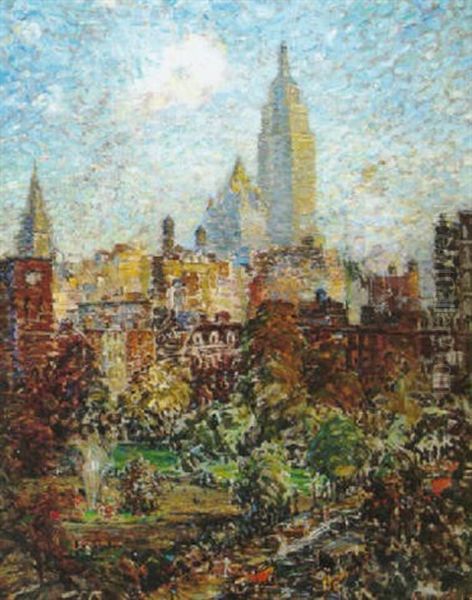 Washington Square Park Oil Painting by George Raab