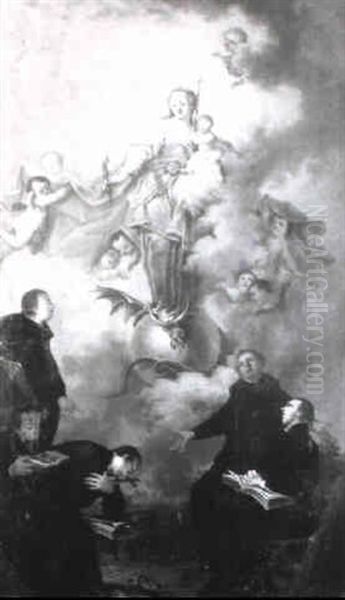 The Immaculate Conception Appearing To A Group Of Jesuits Oil Painting by Ignaz Joseph Raab